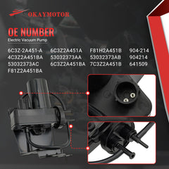 OKAY MOTOR vacuum pump bracket with mounting holes highlights rugged fitment for Ford and Dodge applications.
