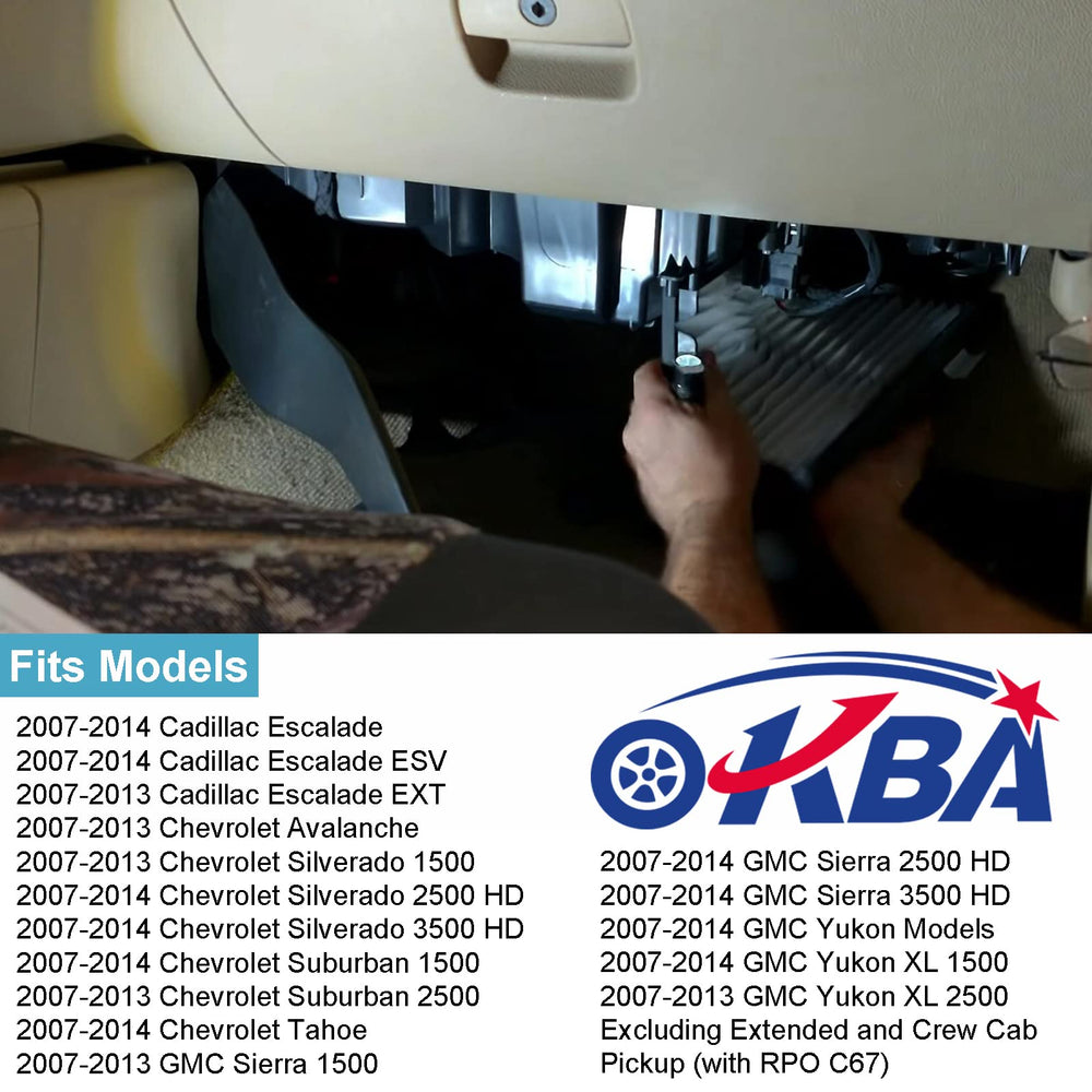 OKBA cabin air filter kit cover plate – secure mounting view