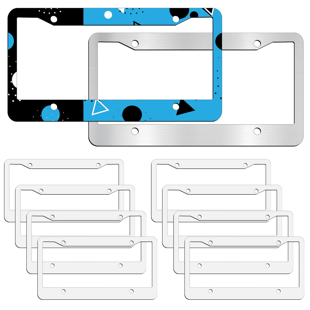 OKBA white aluminum license frame blank for durable front plate sublimation.