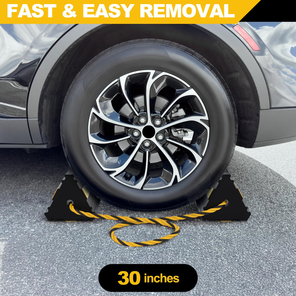 Okllen wheel chocks four-pack organized with rope for storage
