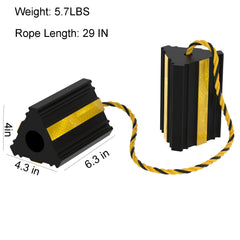 Okllen wheel chocks night use showing three reflective strips for safety