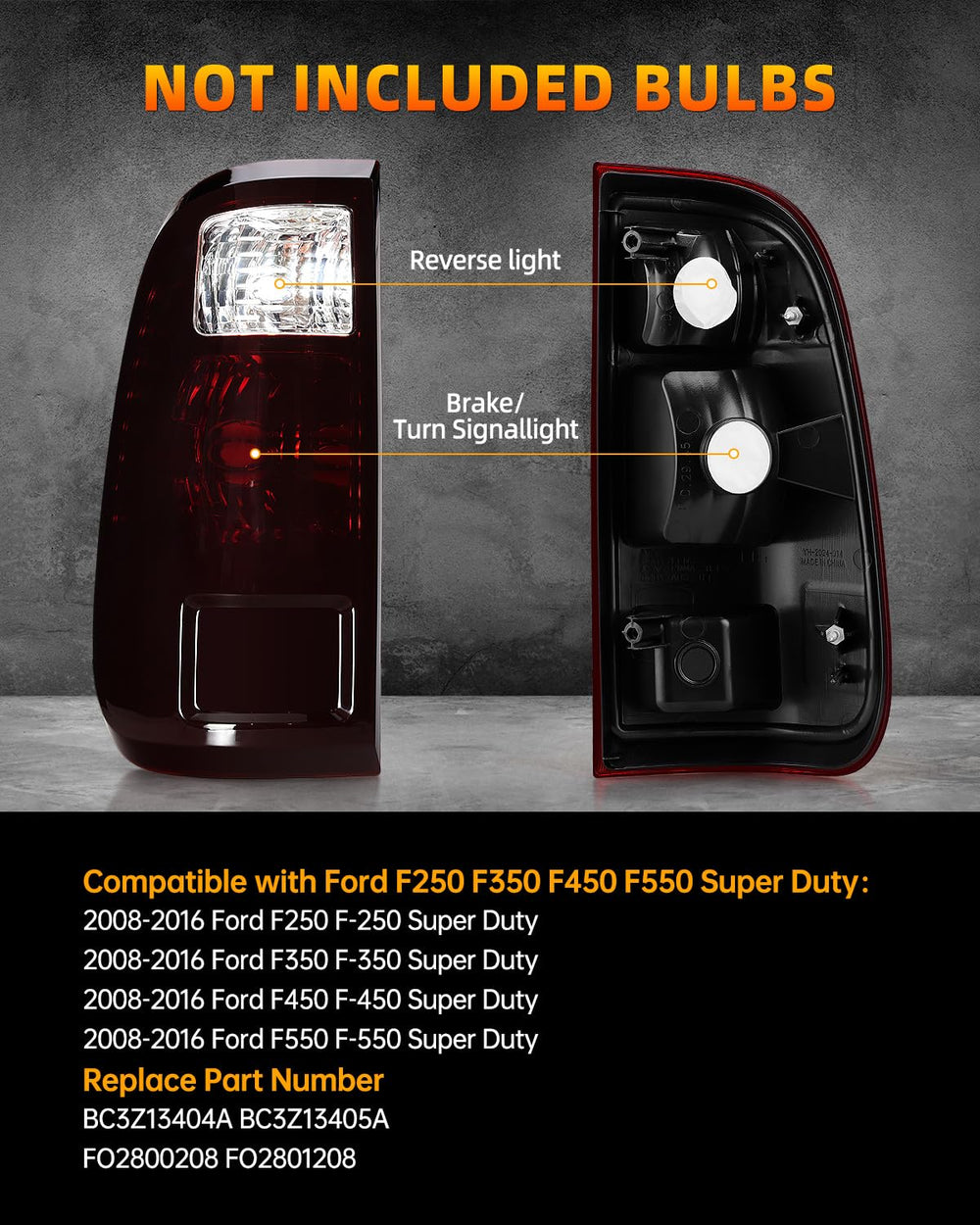 OKLPF black tail light for Ford F-250 passenger side provides quick replacement