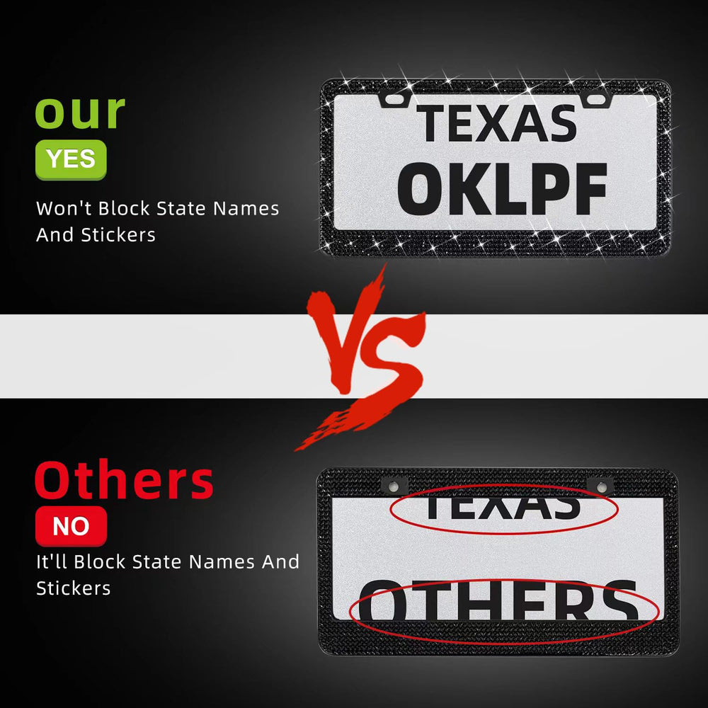 OKLPF bling frame edge protection safeguards paint while mounting on the bumper or trunk area.