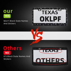 OKLPF bling frame edge protection safeguards paint while mounting on the bumper or trunk area.