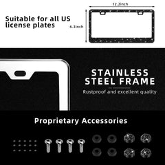 OKLPF bling license frame with 14-facet rhinestones delivers high-end sparkle for the car's appearance.