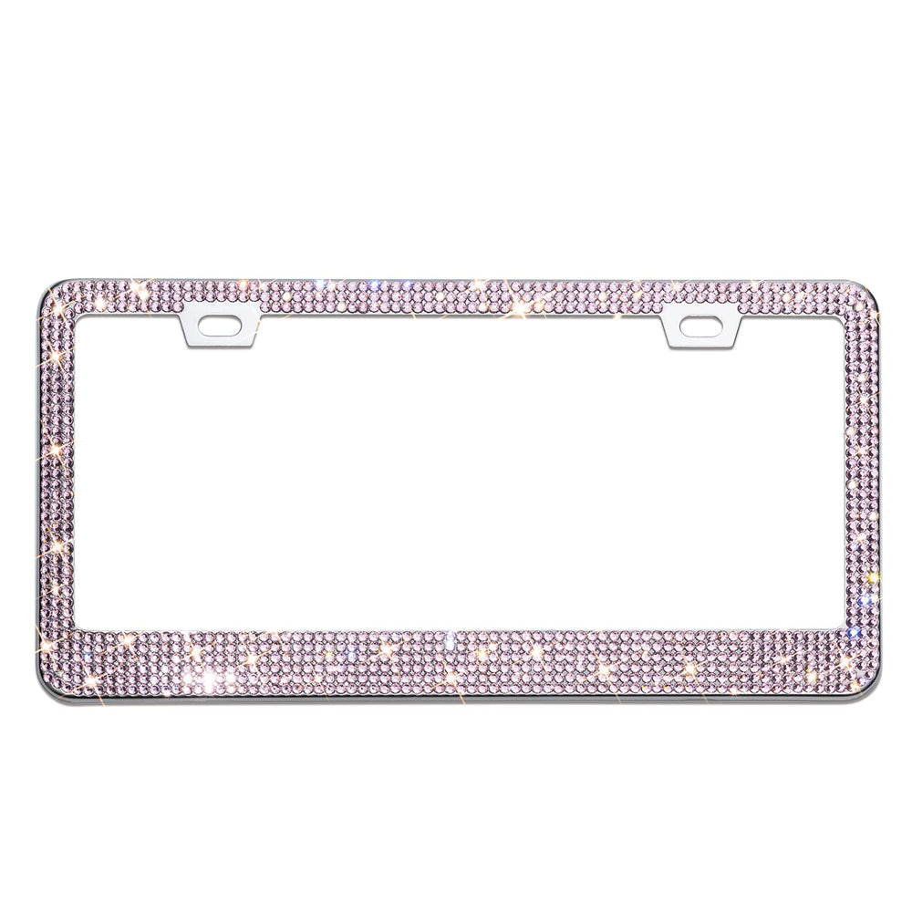 OKLPF Bling license plate frame in premium pink box with installation tools for easy gifting.