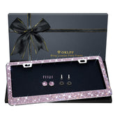 OKLPF Bling license plate frame close-up showing crystal detail for stylish car protection.