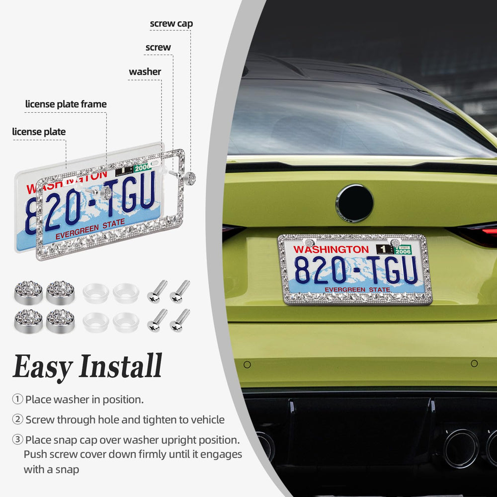 OKLPF car glamour sparkle frame creates head-turning curb appeal
