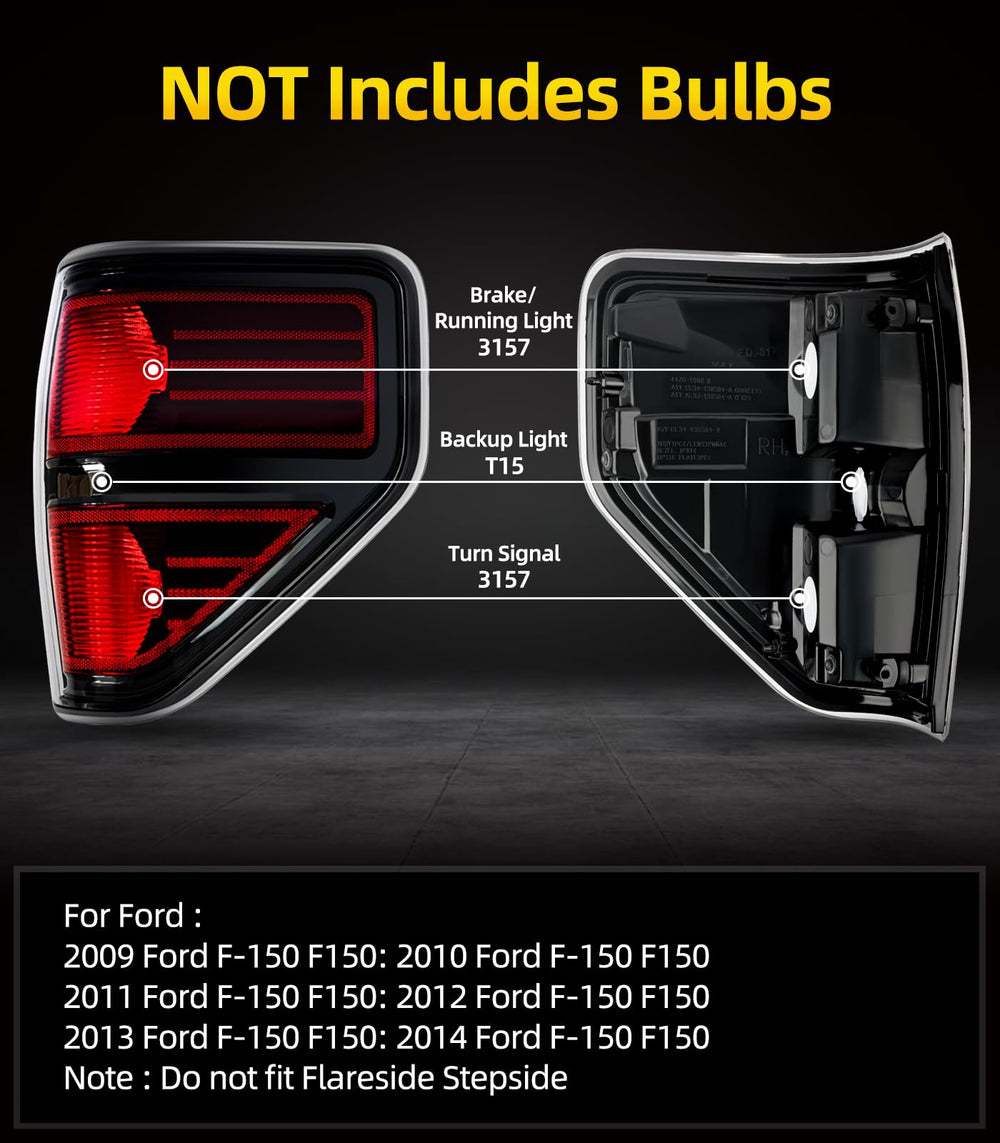 OKLPF rear brake tail light passenger side with red smoked lens for Ford F-150