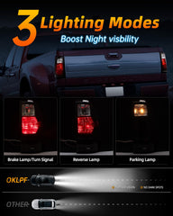 OKLPF smoked rear taillight assembly enhances rear visibility and style