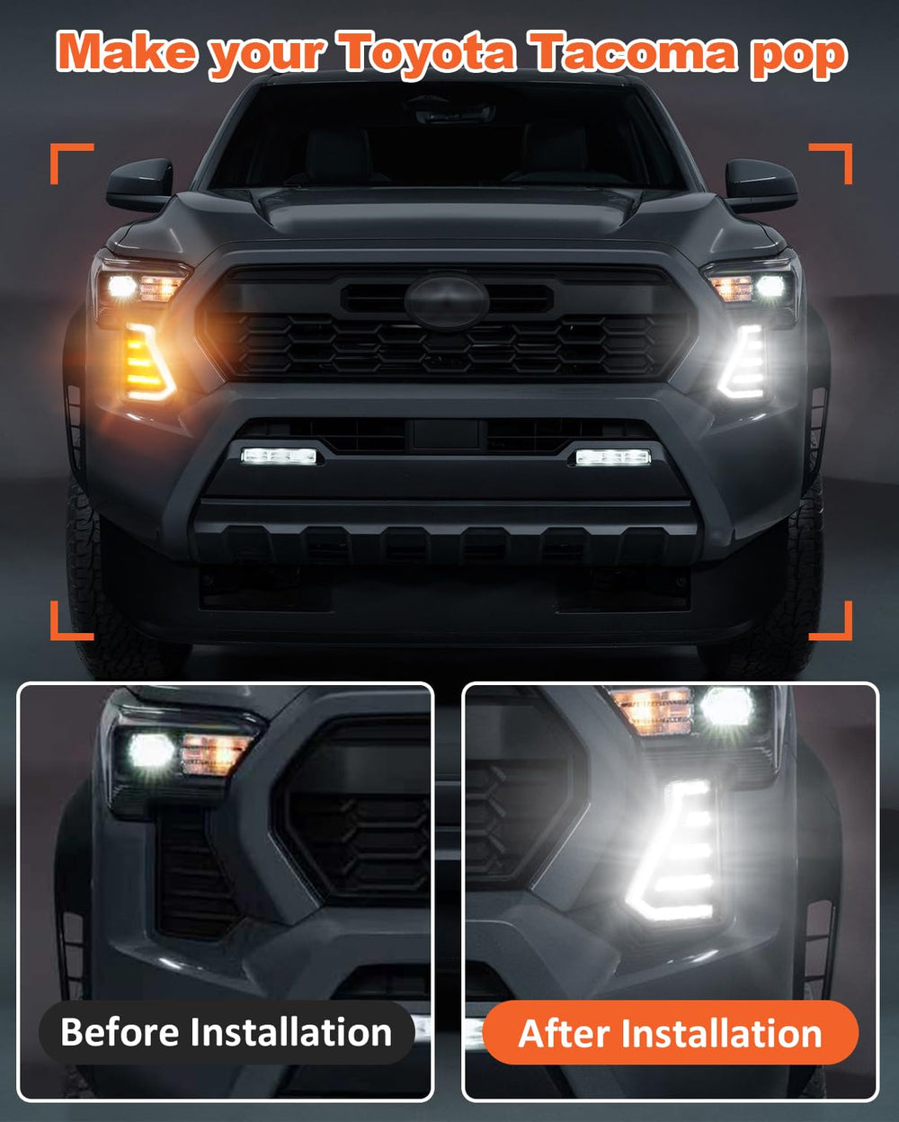 OKLSG Tacoma DRL daytime running light function improves daytime visibility.