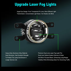 Laser fog light beam penetration demonstrating long-distance visibility