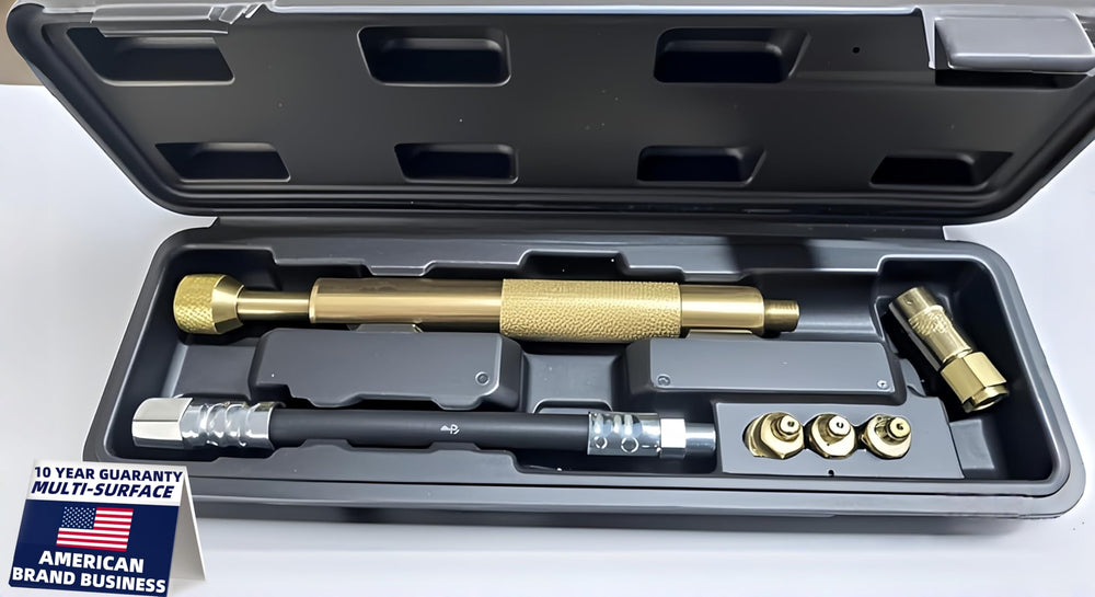 OKYOUK Zerk cleaning tool front view enabling efficient grease flushing on shafts