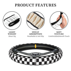 Olemier interior with checkered pattern accent from steering wheel cover.