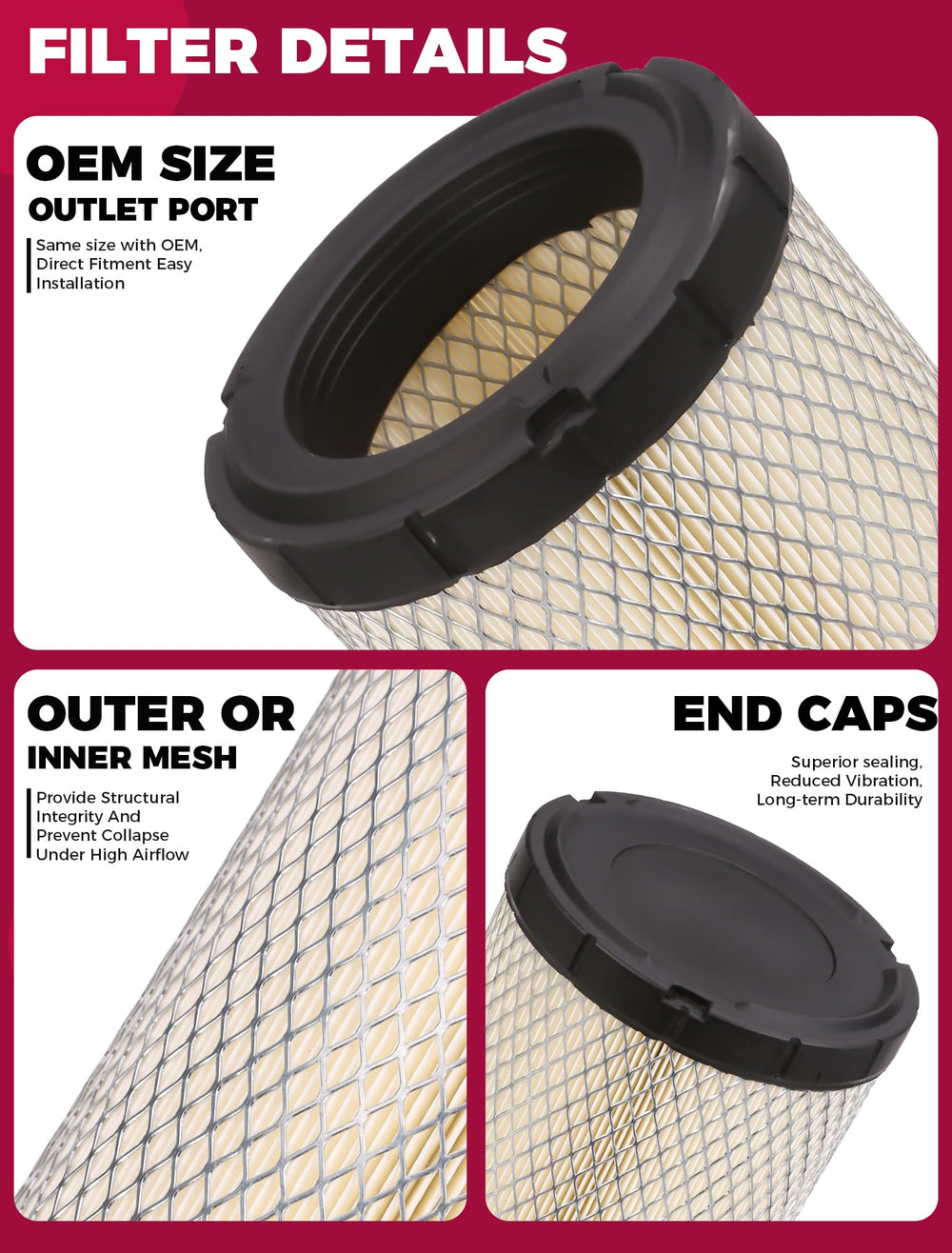 OLIFANT Traxter filter closeup shows efficient airflow across HD5/HD8/HD10.