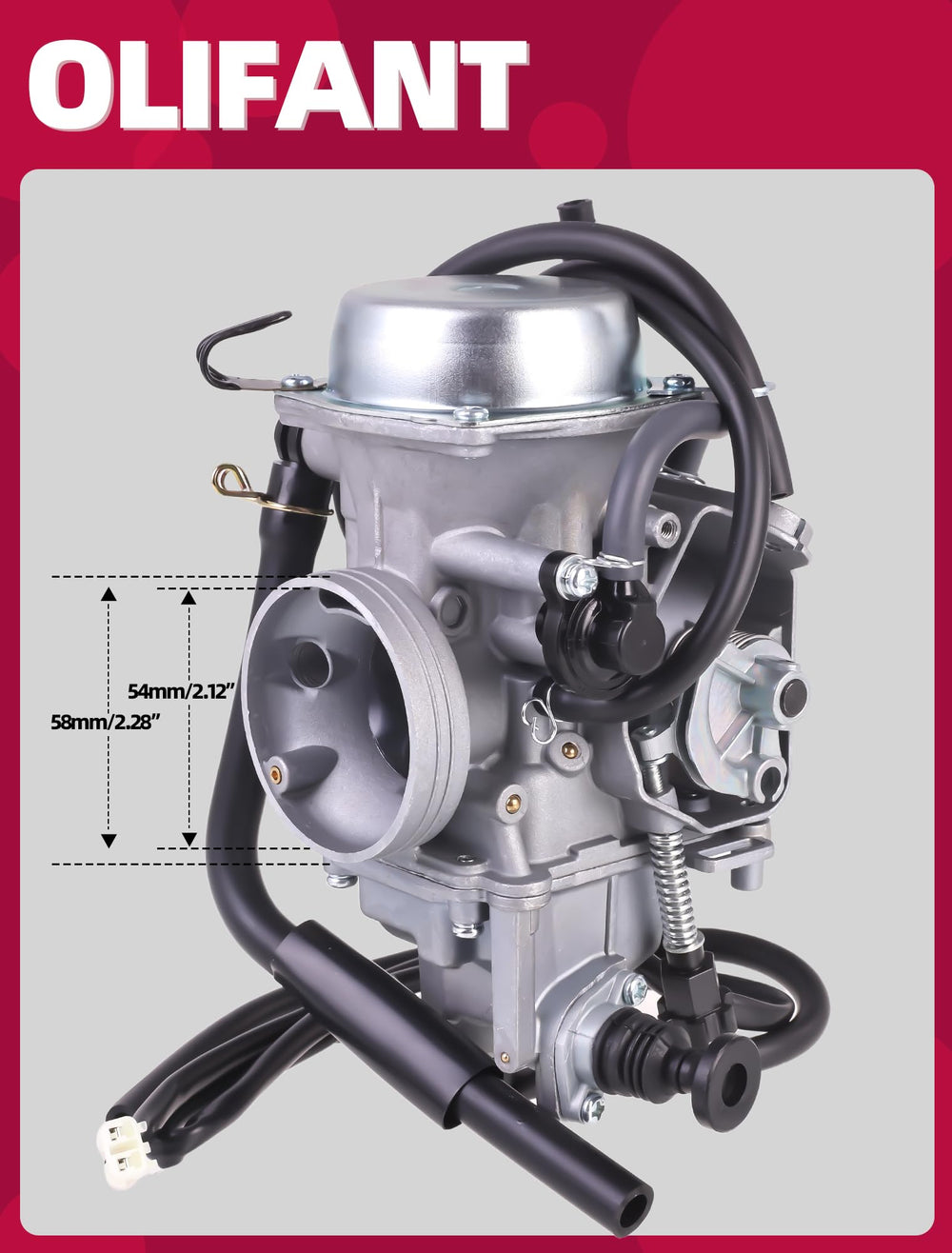 OLIFANT carburetor for Honda Foreman 500; fuel regulation feature improves response.