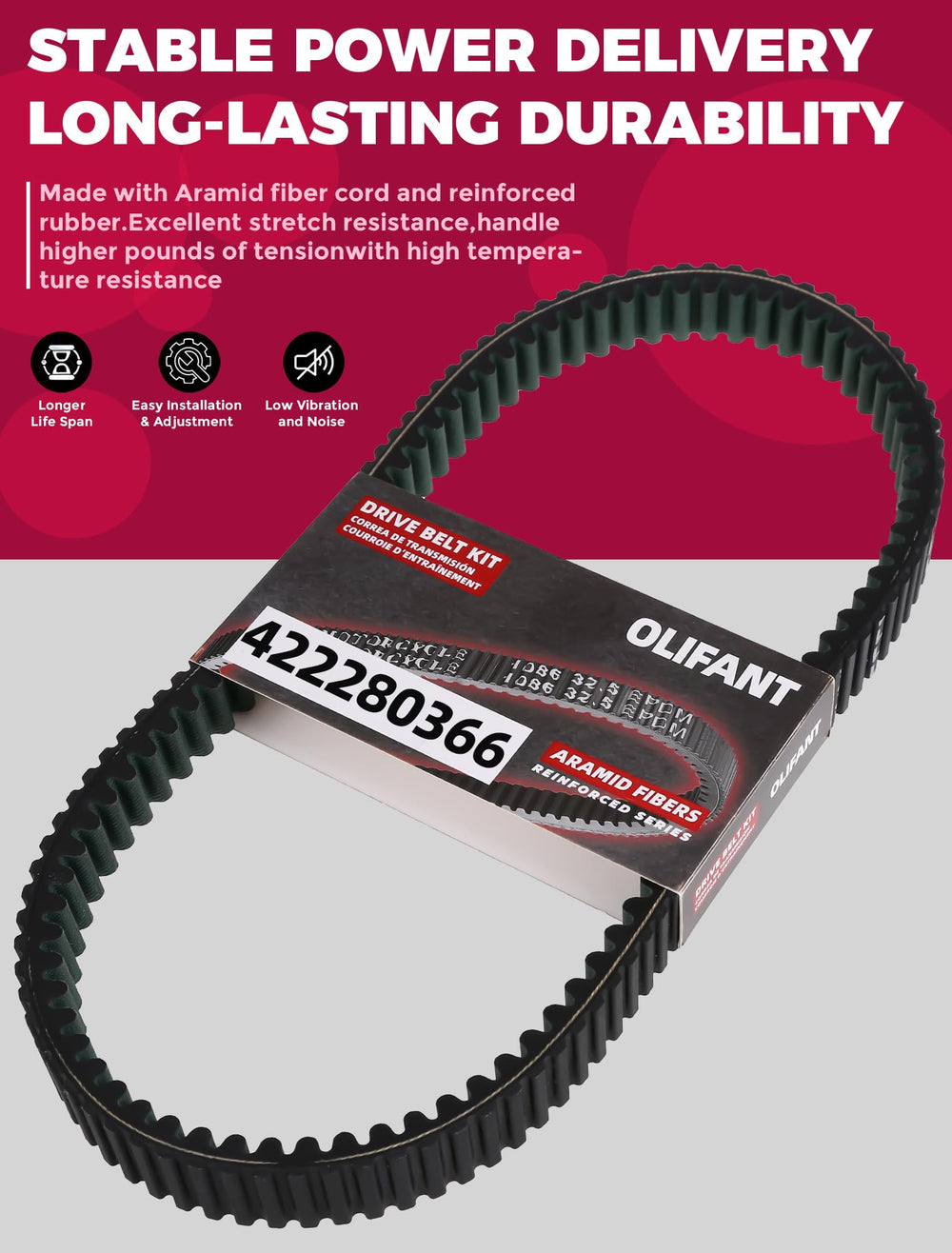 OLIFANT drive belt for Renegade 570-850; enhances shift response on rough routes