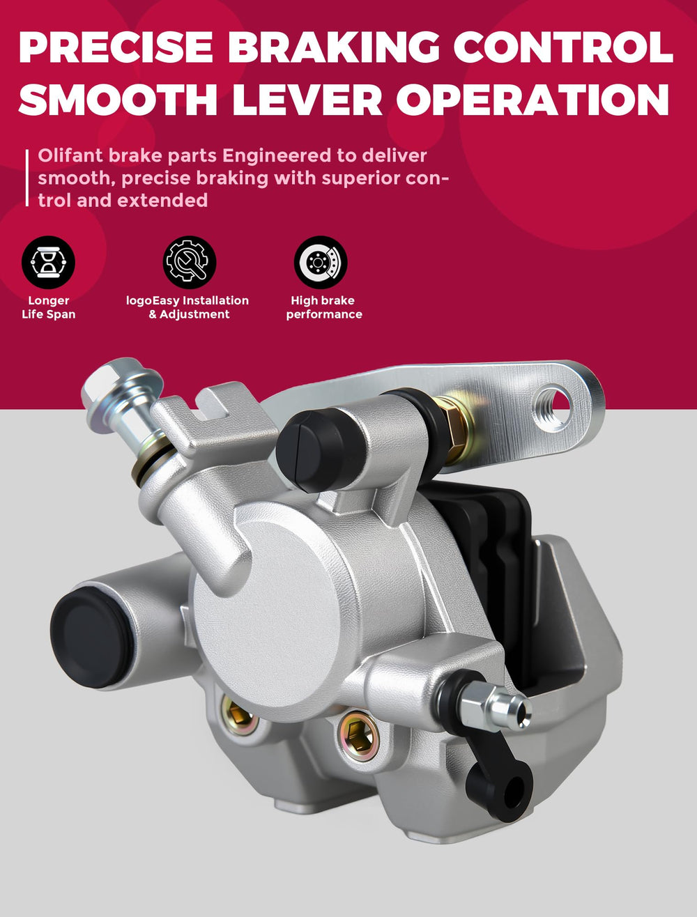 OLIFANT Bruin 350 caliper image highlighting mounting points and durable design