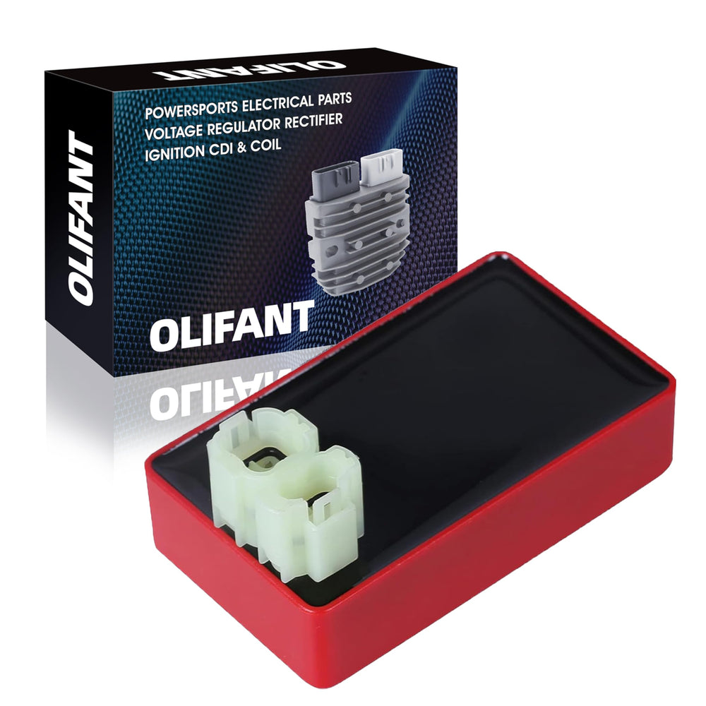 OLIFANT ignition CDI box on Honda Fourtrax 300 front view showing design and fit