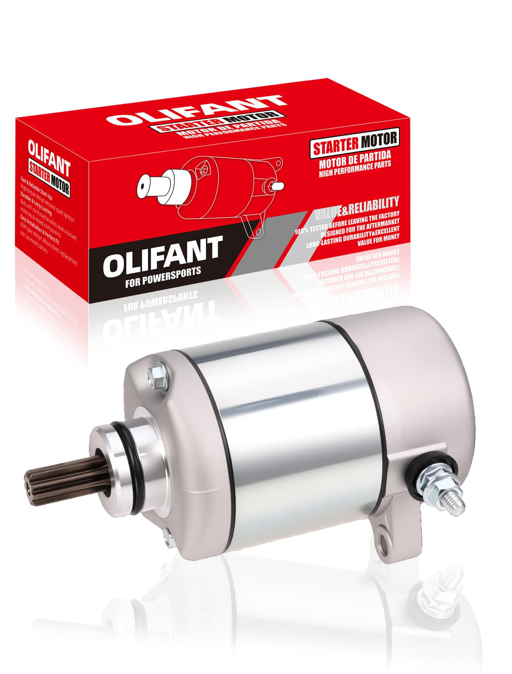 OLIFANT starter for Honda Recon closeup highlights compact design for easy installation.