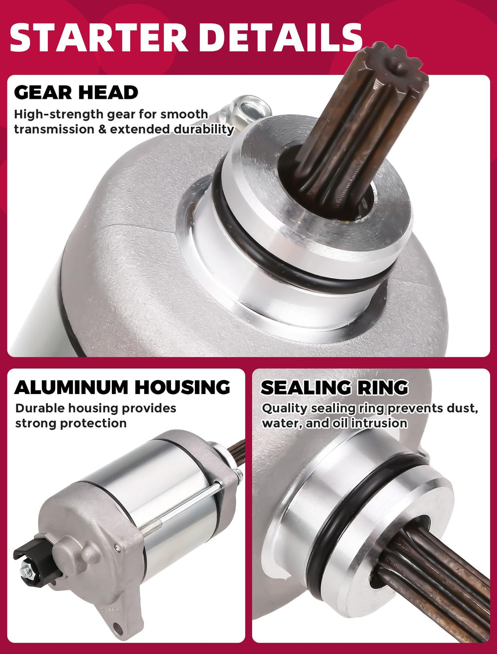OLIFANT starter housing detail in aluminum reinforces durability and lightweight handling
