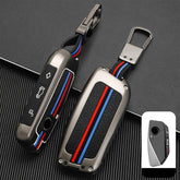 OLLEN BMW key fob cover for 5/7 Series protects the remote with a gunmetal finish.