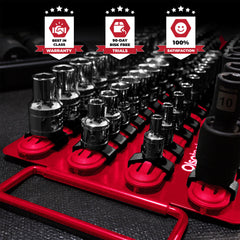 Olsa Tools ABS clip system keeps sockets secure during transport and work.