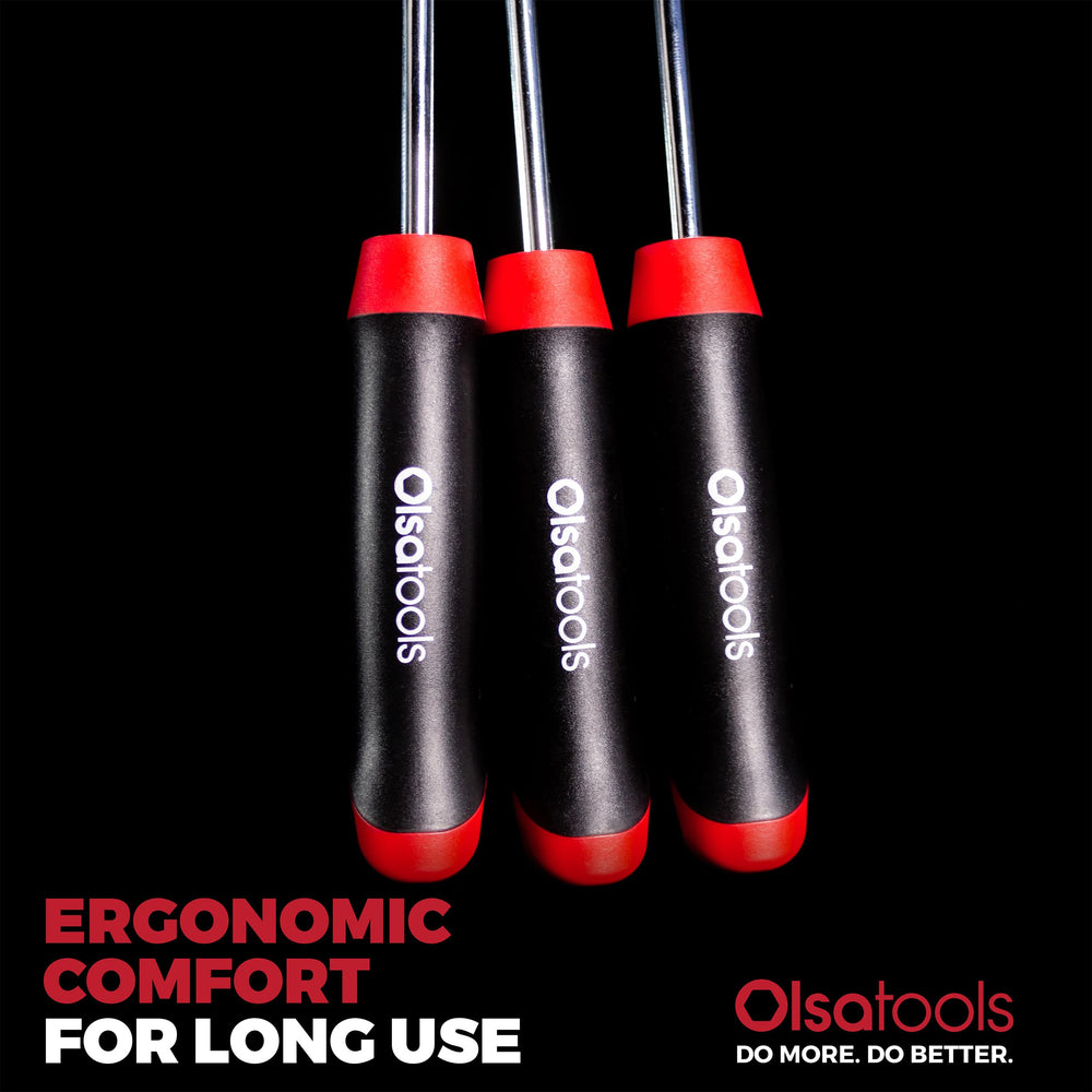 Olsa Tools ergonomic handle design for comfortable, controlled operation.