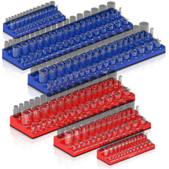 Olsa Tools magnetic socket organizer in open view with sockets visible for quick access