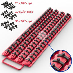 Olsa Tools socket clip detail shows secure black clips for quick mounting.