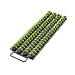Olsa Tools socket organizer tray with black rails keeps sockets neatly organized for quick access.
