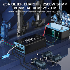 OLTEANP 25A smart charger with multi-layer protection.