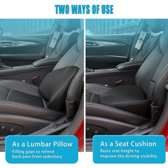 OLYDON lumbar-support pillow provides lower back support during commutes.