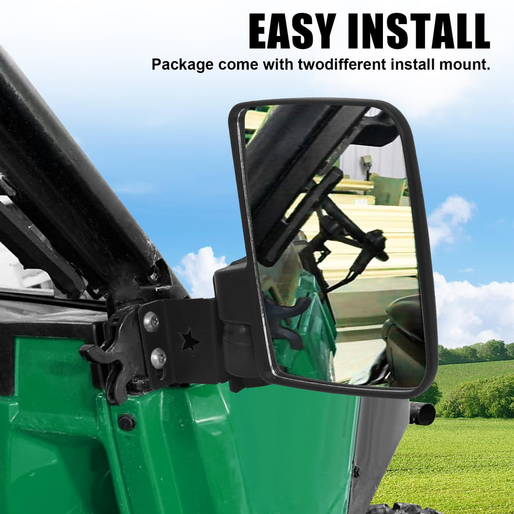 Omgro extended-arm side mirror reduces blind spots on the passenger side