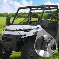 Omgro two-pack mirrors provide full side coverage on rough trails