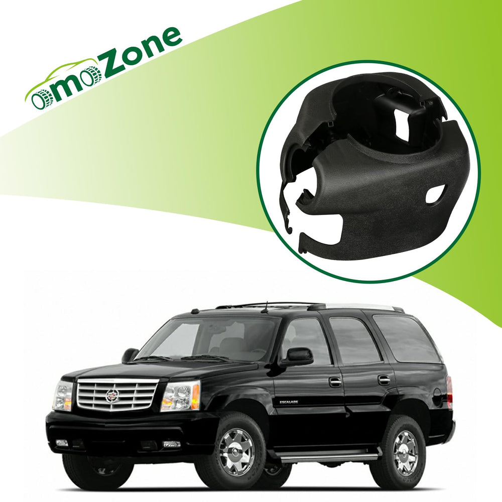omoZone steering column bezel closeup shows durable plastic finish and fit.