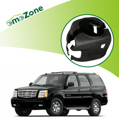 omoZone steering column bezel closeup shows durable plastic finish and fit.