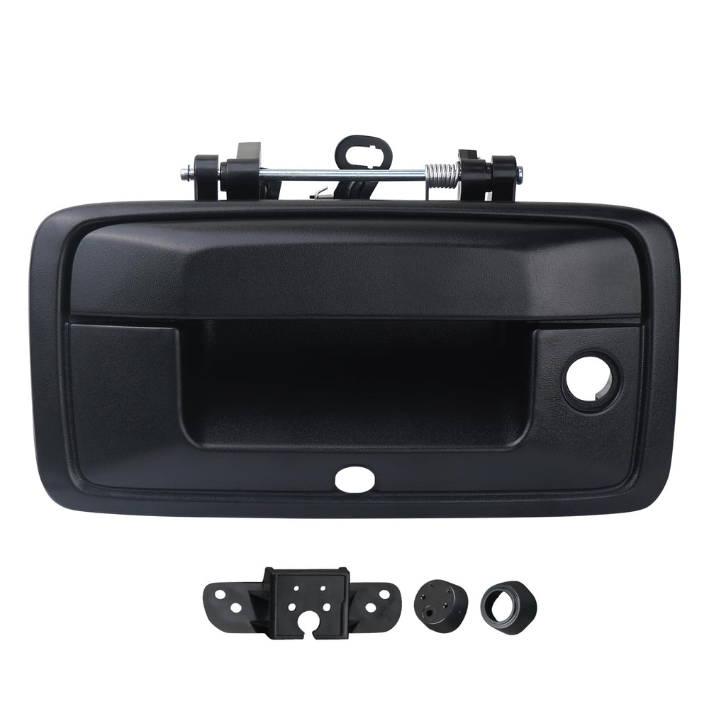 omoZone tailgate handle with camera hole in black enhances rear visibility.