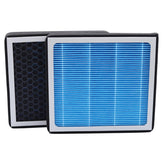 Omrisy CF10285 cabin air filter closeup with activated carbon layer for odor control.
