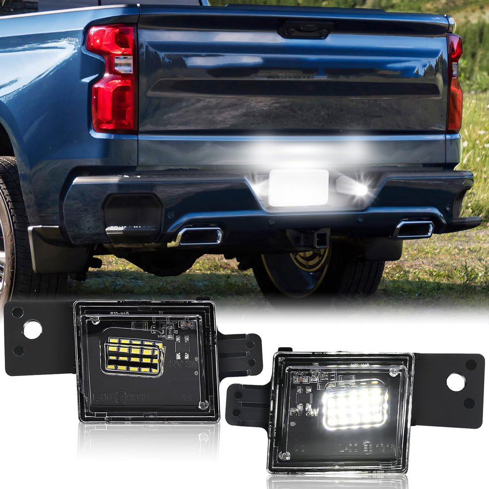 Omrisy LED license plate lights close-up showing 6000K white LEDs for high visibility
