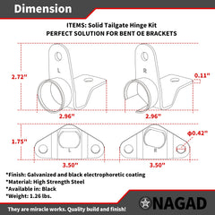 ONAGAD Tailgate Hinge Kit fits Chevy Silverado and GMC Sierra models.