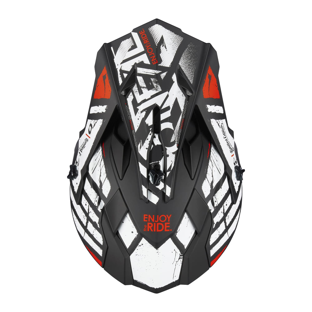 O'NEAL 2 SRS helmet Glitch Black/White rubber roost guard blocks debris