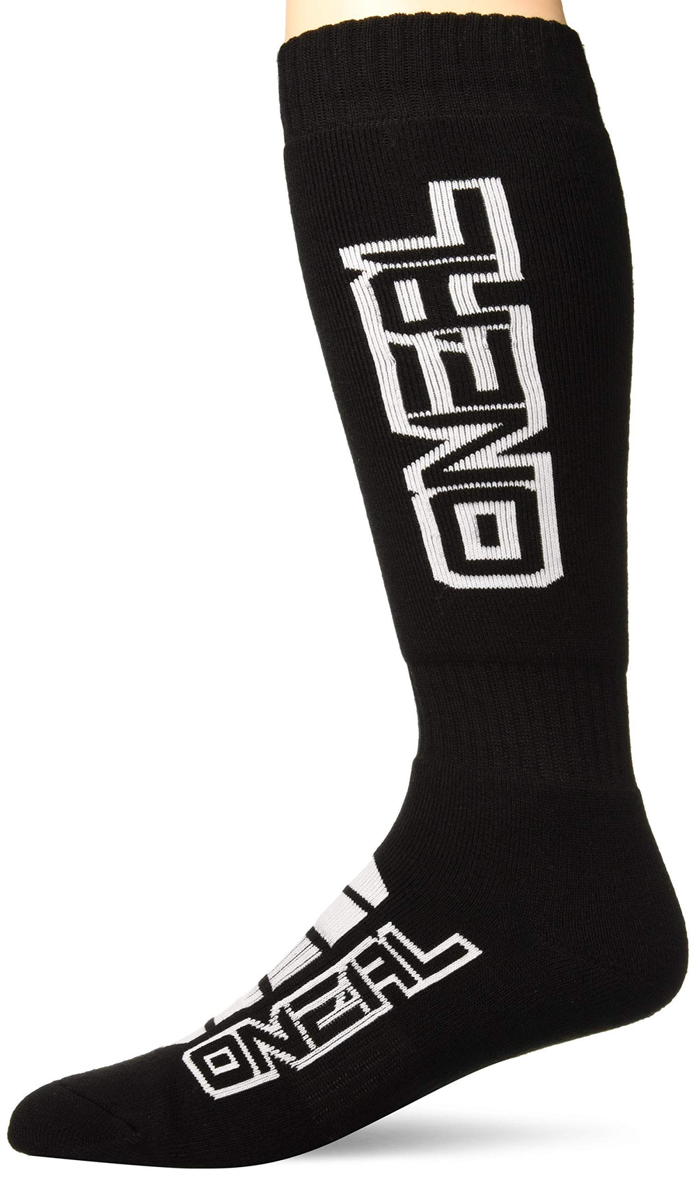 O'NEAL Men's Pro MX Corp Socks side view in black, supportive fit for MX sessions.