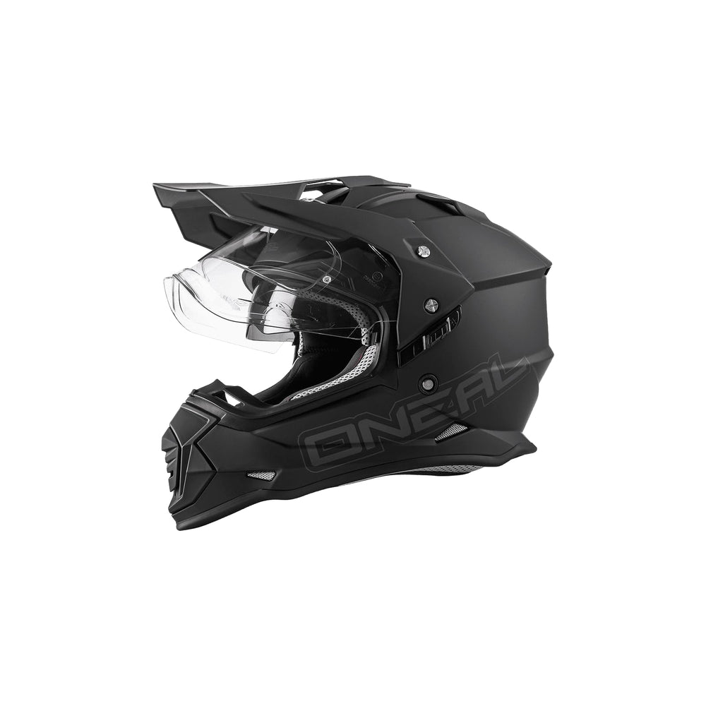 O'NEAL Sierra helmet in flat black LG with integrated shield for street and adventure riding comfort