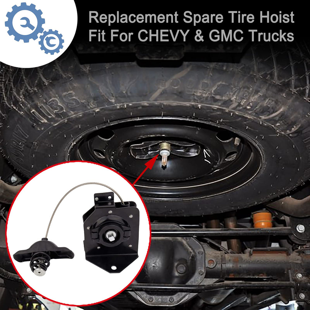 ONER spare tire winch carrier ready for roadside tire changes.