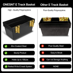 Onesnt E-Track basket interior holds straps and cords neatly.
