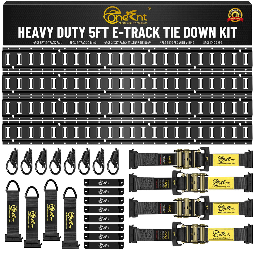 Onesnt E-Track rails 5ft front view highlights rugged, durable cargo control.