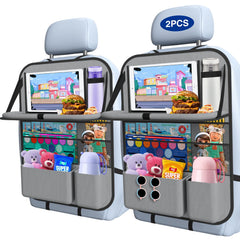 Oneyus backseat organizer with foldable tray for convenient meals on the road.