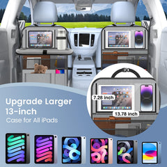 Oneyus backseat organizer offers large pockets for toys and snacks within reach.