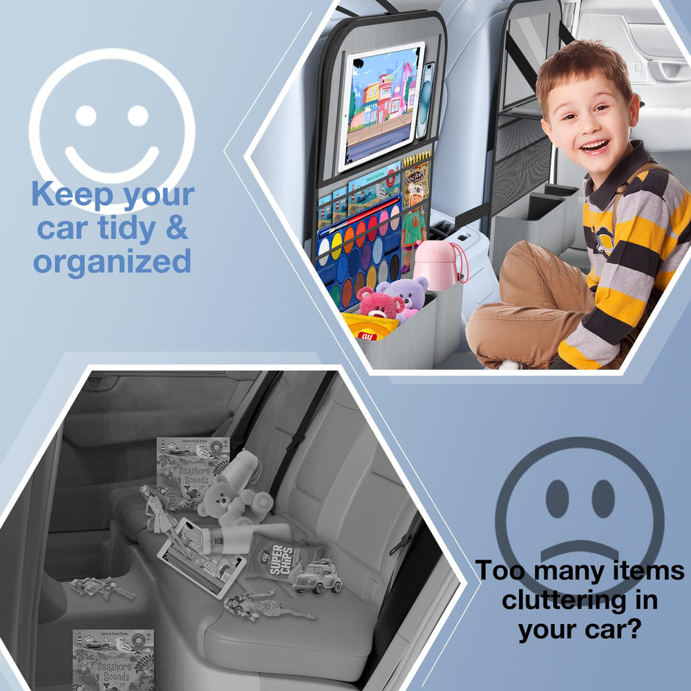 Oneyus backseat organizer serves as a travel companion for busy families.